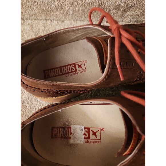 Pikolinos Men's Light Brogue Wingtip Dress Shoes in Brown Leather Size 42 US 9 - Picture 7 of 9